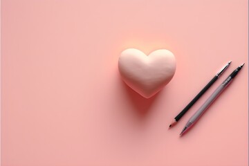 Wall Mural - Illustration of cute hearts and love, valentines day background, love wallpaper. Generative AI.