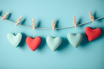 Wall Mural - Illustration of cute hearts and love, valentines day background, love wallpaper. Generative AI.