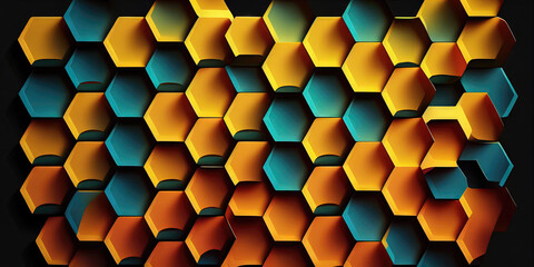 Canvas Print - Technical 3D hexagonal background design, Generative AI