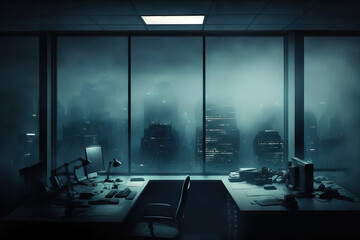 Wall Mural - DARK OFFICE FORECAST. Generative AI