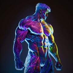 Abstract, Bioluminescent Muscular, Masculine Man,