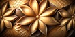 Golden Leather Flower Design, Intricate Detail, Gold Highlights, Shiny, Background Wallpaper, Luxury