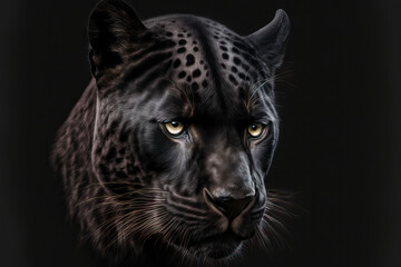 Poster - Black backdrop and a black panther. Generative AI