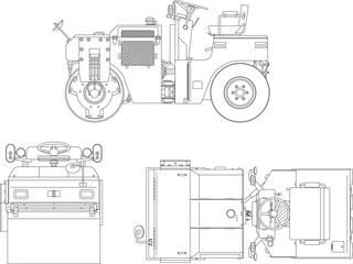 Wall Mural - Vector illustration sketch of a farm implement tractor