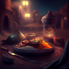 Canvas Print - celebrate ramadan with delicious iftar & suhoor meals traditional & modern recipes, menus, cuisine, 