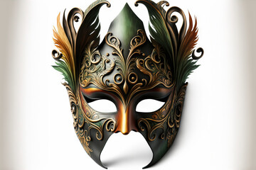 Wall Mural - Carnival mask's front view, isolated on white. Generative AI