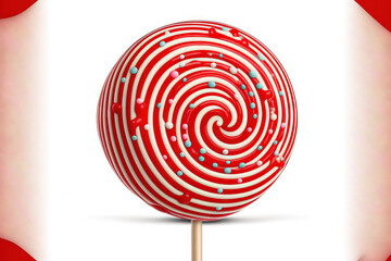 Poster - Lollipop with a sweet heart on it, isolated on white. Happy Valentine's Day!. Generative AI