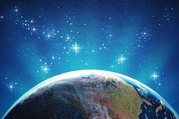 Poster - View of planet Earth with starry sky