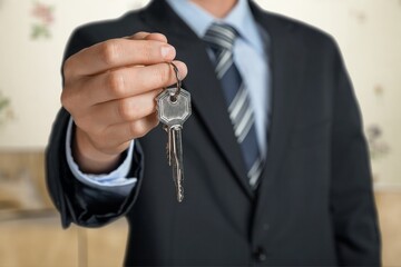 Canvas Print - Person holding keys, real estate