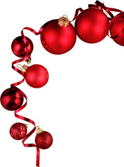 Wall Mural - Red shiny christmas decorative balls isolated on white background