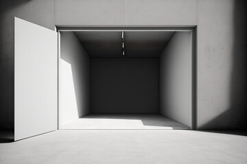 Wall Mural - open door garage made of light concrete. a mockup. Generative AI