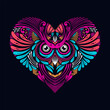 Owl love valentine ornament illustration vector