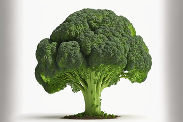 Wall Mural - a picture of fresh broccoli on white without any shadows. Generative AI