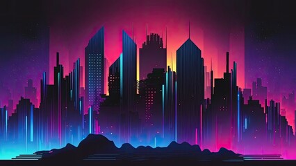 Cyberpunk colors gradient background, grainy texture effect, smoky, dark city, neon, ai