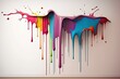 Colorful paint dripping down white wall, banner graphic, ai