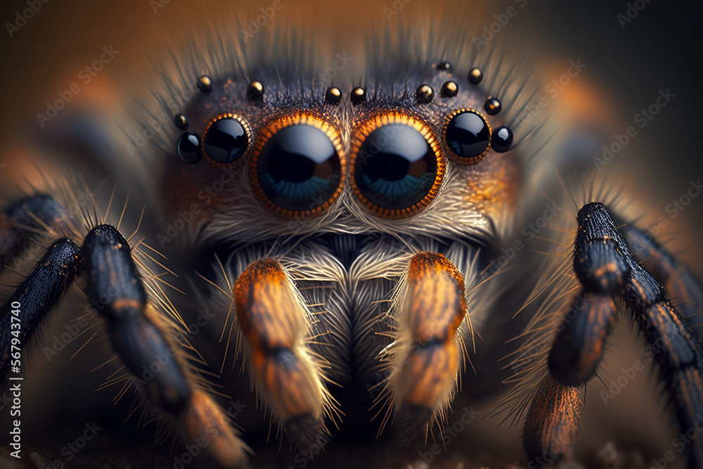 spider in the dark. Stunning AI-generated macro photo of a spider's ...