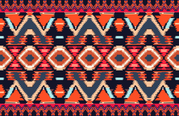 Wall Mural - Seamless pattern of traditional African American tribal or Indian ethnic fabric pattern. vector illustration