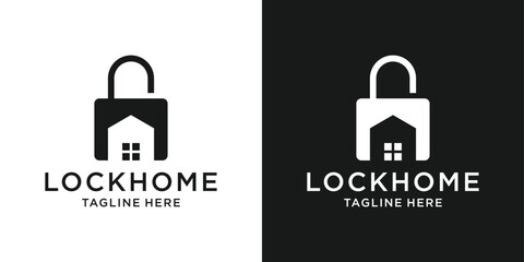 Wall Mural - logo design lock with home simple negative space