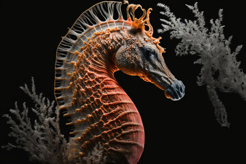 Wall Mural - swimming seahorse (Hippocampus). Generative AI