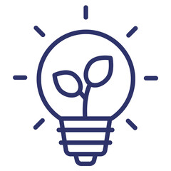 Sticker - light bulb and plant line icon