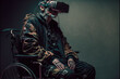 © Cavan Images - studio shot of a man with disabilities wearing a VR equipment