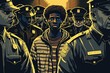 Person of color stopped by police, concept of Police Brutality and Racial Profiling, created with Generative AI technology