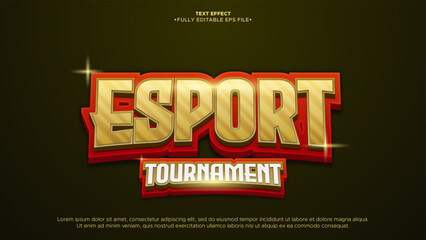 Poster - Esport Tournament 3D Logotype Text Effect with gold and shiny style