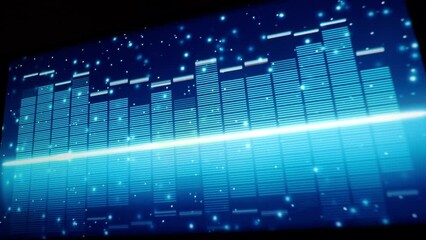 Wall Mural - Sound Equalizer. Digital music or sound wave footage. audio waveform equalizer scale on black loop animation. color music equalizer abstract. gradient spectrum bar graph. Wave Glowing Pulsing dancing