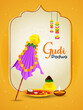 Happy Gudi Padwa indian festival greeting and invitation card design. Vector Illustration.