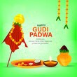 Happy Gudi Padwa festival vector design on green background greeting and invitation.