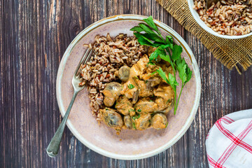 Sticker - Creamy mushroom stroganoff with wild rice