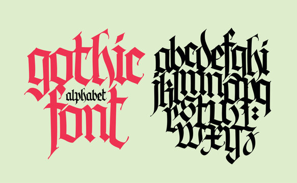 Gothic. Vector. Uppercase letters. Beautiful and stylish calligraphy. Elegant European typeface for tattoo. Medieval modern style. Letters.