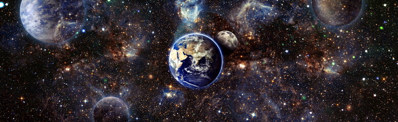 Wall Mural - beautiful earth in deep space. universe concept background.fiery explosion in space. abstract illust