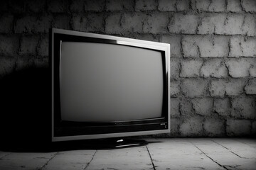 Poster - television in black and white wall. Generative AI