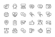 Testimonial, User Feedback And Customer Support Related Icon Set - Editable Stroke, Pixel Perfect At 64x64