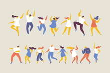 Dancing People Silhouette Flat Vector Characters