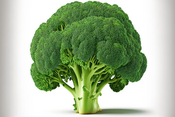 Wall Mural - On a white background, fresh broccoli is depicted. Generative AI