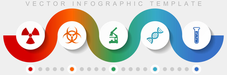 Aufkleber - Science infographic vector template with icon set, miscellaneous icons such as radiation, biohazard, microscope, dna and test tube for webdesign and mobile applications