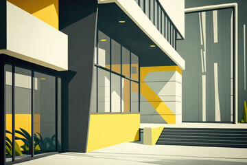 Poster - Exterior modern abstract architecture. The minimalistic interior of an abstract business. Generative AI