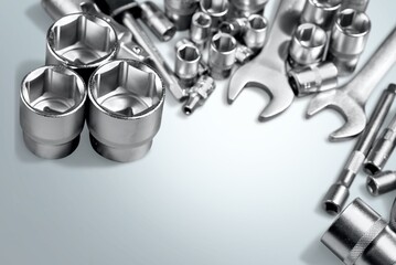 Wall Mural - Set of steel screws for construction industry.