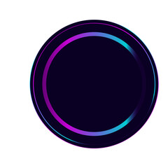 Poster - black round button with neon light border