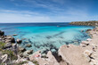 Panoramic view of Cala Azzurra beach, Favignana island IT