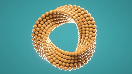 3D loop animation of spinning balls molded into uneven circle