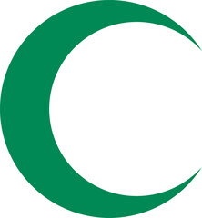 Isolated Simple Green Crescent or Half Moon First Aid Kit Sign Icon. Vector Image.