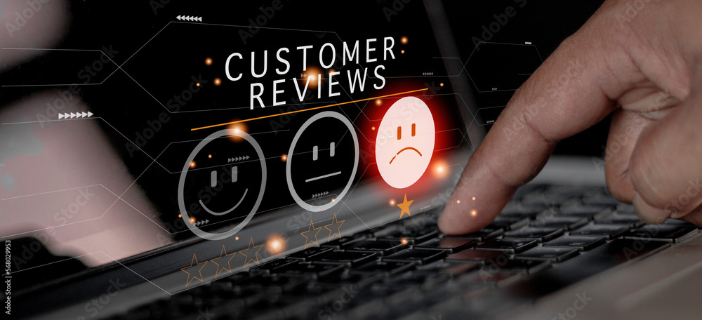 Customer Experience dissatisfied Concept, Unhappy Businessman Client with Sadness Emotion Face on smartphone screen, Bad review, bad service dislike bad quality, low rating, social media not good.