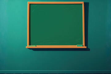 Poster - Blank blackboard on color wall in empty class room. Generative AI