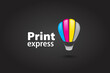 Print express logo air ballon cmyk color black background