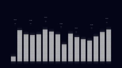 Canvas Print - Bar graphs and fast-rising numerical graphics. The concept of fluctuating values.
