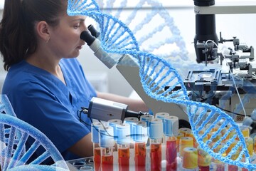 Wall Mural - serious medical scientist do research in laboratory