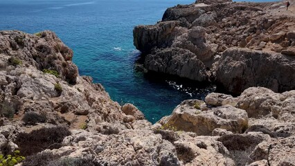 Sticker - Mediterranean Sea shore in Cape Greco National Forest Park in Cyprus, 4k video